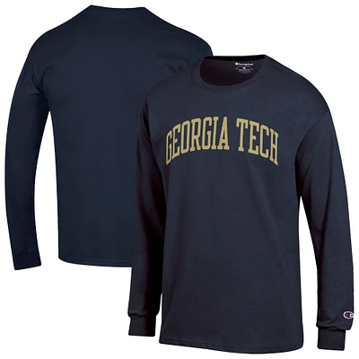 Men's Champion  Navy Georgia Tech Yellow Jackets Basic Arch Long Sleeve T-Shirt