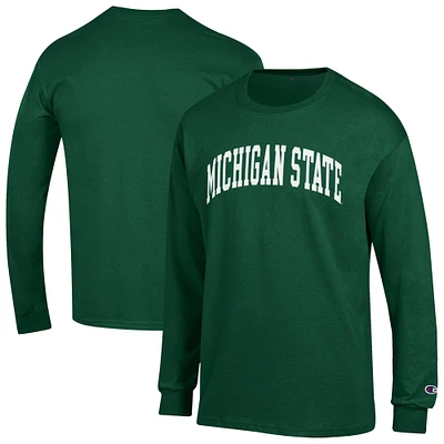 Men's Champion  Green Michigan State Spartans Basic Arch Long Sleeve T-Shirt