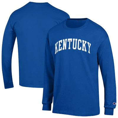 Men's Champion  Royal Kentucky Wildcats Basic Arch Long Sleeve T-Shirt