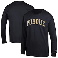 Men's Champion  Black Purdue Boilermakers Basic Arch Long Sleeve T-Shirt