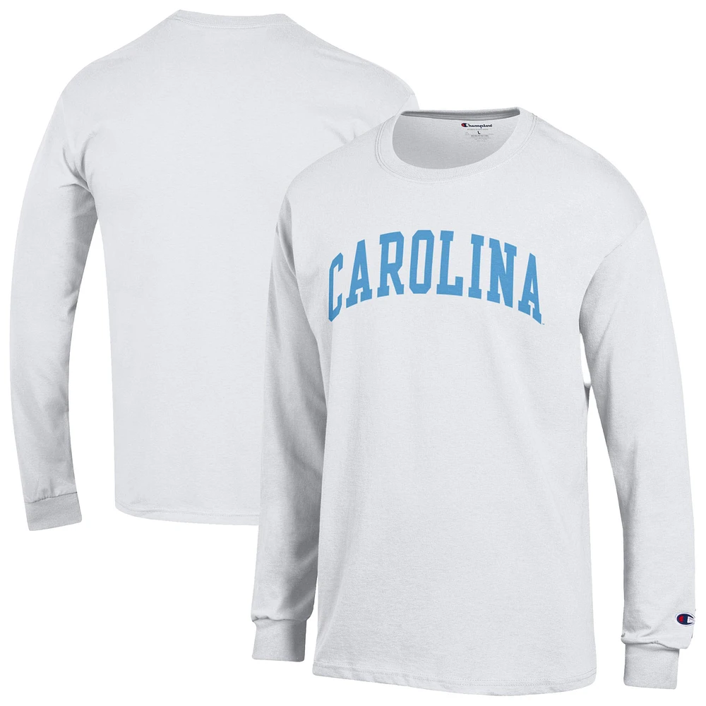 Men's Champion White North Carolina Tar Heels Basic Arch Long Sleeve T-Shirt