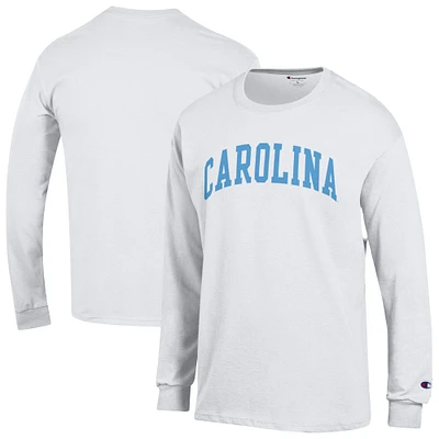 Men's Champion  White North Carolina Tar Heels Basic Arch Long Sleeve T-Shirt