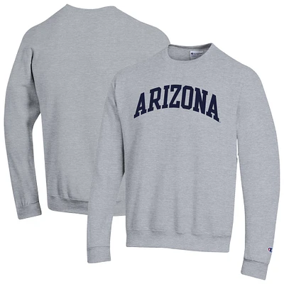 Men's Champion  Heather Gray Arizona Wildcats Basic Arch Fleece Pullover Sweatshirt