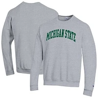 Men's Champion  Heather Gray Michigan State Spartans Basic Arch Fleece Pullover Sweatshirt