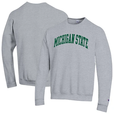 Men's Champion  Heather Gray Michigan State Spartans Basic Arch Fleece Pullover Sweatshirt