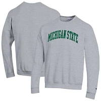 Men's Champion  Heather Gray Michigan State Spartans Basic Arch Fleece Pullover Sweatshirt