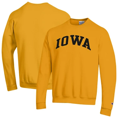 Men's Champion  Gold Iowa Hawkeyes Basic Arch Fleece Pullover Sweatshirt