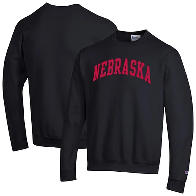 Men's Champion  Black Nebraska Huskers Basic Arch Fleece Pullover Sweatshirt