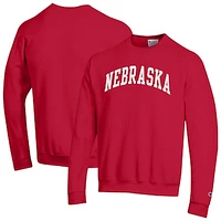 Men's Champion  Scarlet Nebraska Huskers Basic Arch Fleece Pullover Sweatshirt