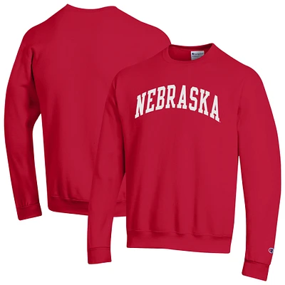 Men's Champion  Scarlet Nebraska Huskers Basic Arch Fleece Pullover Sweatshirt
