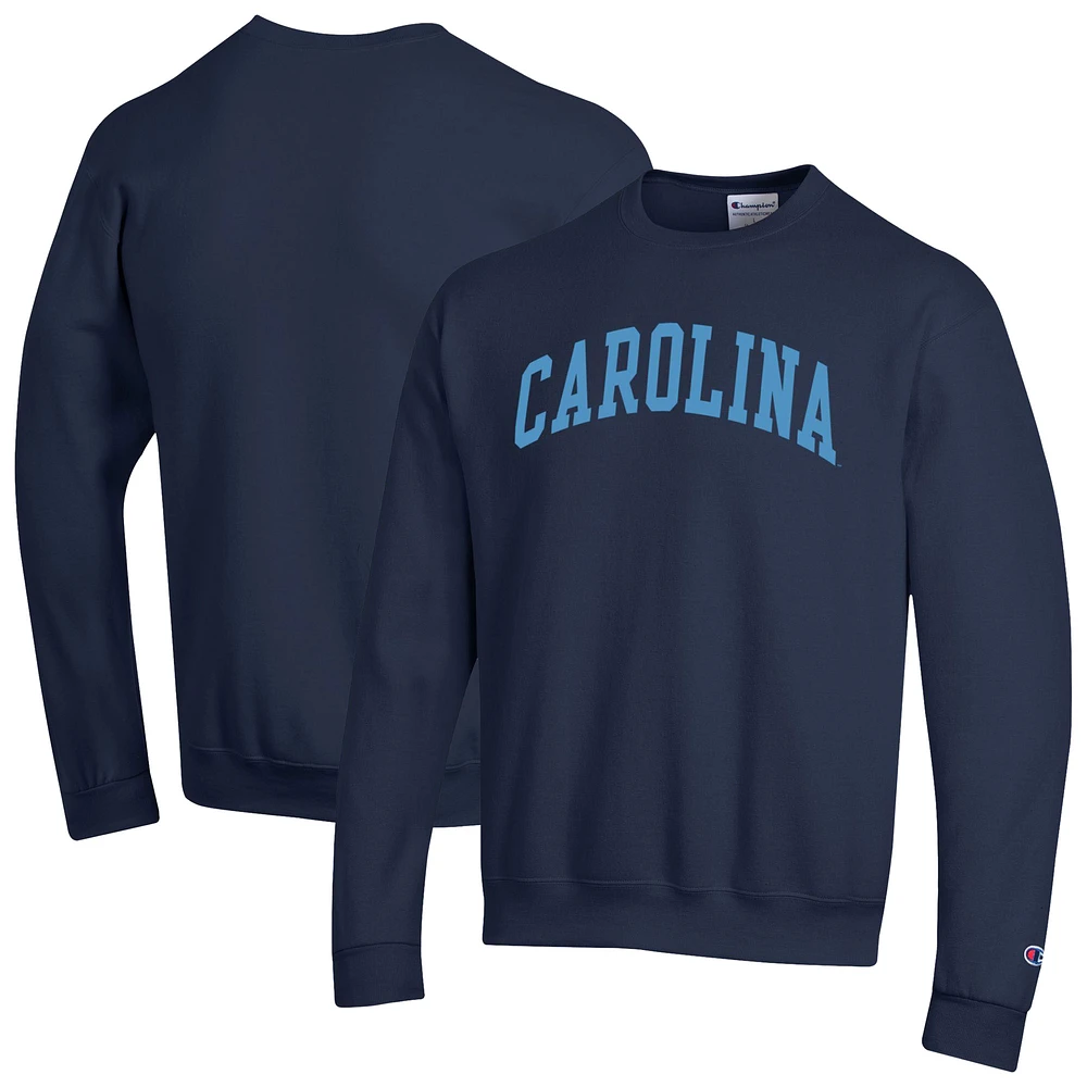 Men's Champion Navy North Carolina Tar Heels Basic Arch Fleece Pullover Sweatshirt