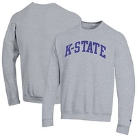 Men's Champion  Heather Gray Kansas State Wildcats Basic Arch Fleece Pullover Sweatshirt