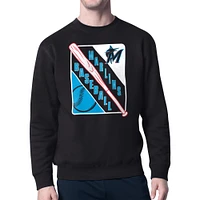 Men's Starter Black Miami Marlins Shield Team Logo Crew Neck Sweatshirt