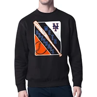 Men's Starter Black New York Mets Shield Team Logo Crew Neck Sweatshirt