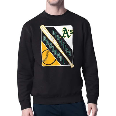 Men's Starter Black Athletics Shield Team Logo Crew Neck Sweatshirt