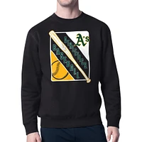 Men's Starter Black Athletics Shield Team Logo Crew Neck Sweatshirt