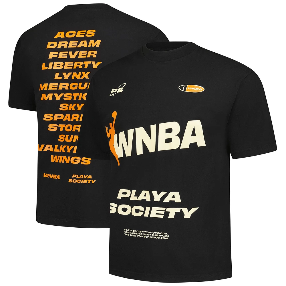 Unisex Playa Society Black WNBA Wordmark T-Shirt