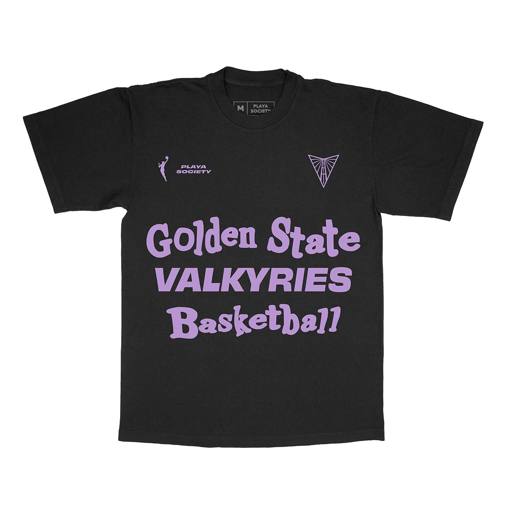 Unisex Playa Society Black Golden State Valkyries Wordmark T-Shirt