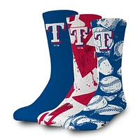 ISlide Texas Rangers Three-Pack Lifestyle Crew Socks Set