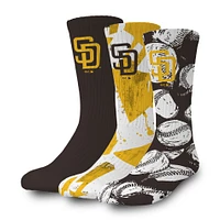 ISlide San Diego Padres Three-Pack Lifestyle Crew Socks Set