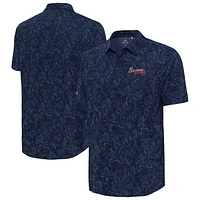 Men's Antigua Navy Atlanta Braves Lush Button-Up Shirt