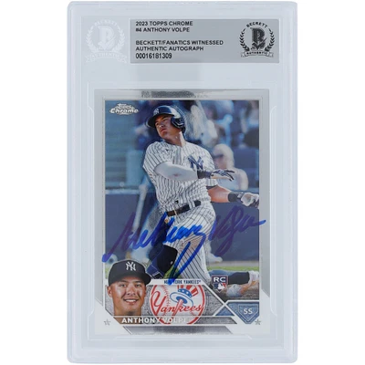 Anthony Volpe New York Yankees Autographed 2023 Topps Chrome #4 Beckett Fanatics Witnessed Authenticated Rookie Card