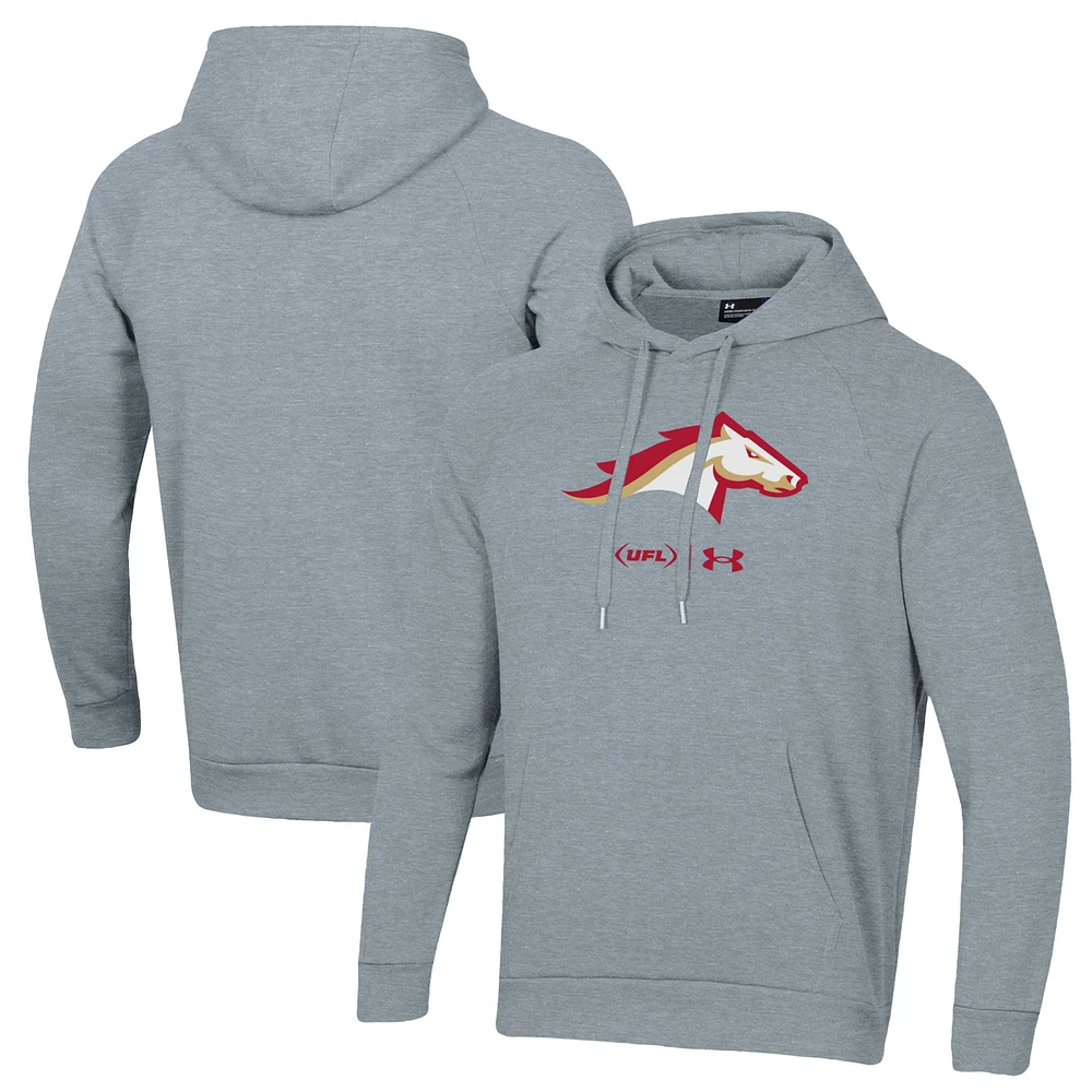 Men's Under Armour Gray Birmingham Stallions Rival Fleece Pullover Hoodie