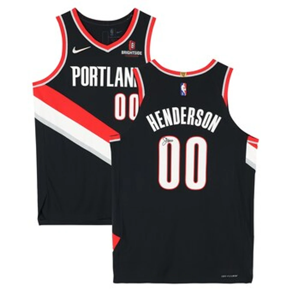 Scoot Henderson Portland Trail Blazers Autographed Black Nike Icon Edition Authentic Jersey