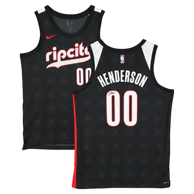 Scoot Henderson Portland Trail Blazers Autographed Black Nike 2024-25 City Edition Swingman Jersey