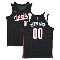 Scoot Henderson Portland Trail Blazers Autographed Black Nike 2024-25 City Edition Swingman Jersey