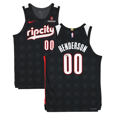 Scoot Henderson Portland Trail Blazers Autographed Black Nike 2024-25 City Edition Authentic Jersey