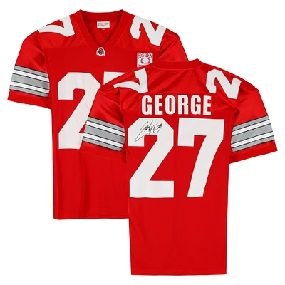 Eddie George Ohio State Buckeyes Autographed Red Mitchell & Ness 1995 Authentic Jersey