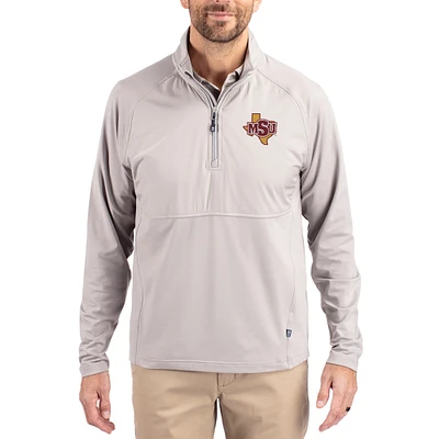 Men's Cutter & Buck Midwestern State Mustangs Adapt Eco Knit Hybrid Recycled Quarter-Zip Jacket
