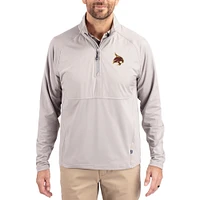 Men's Cutter & Buck  Gray Texas State Bobcats Adapt Eco Knit Hybrid Recycled Quarter-Zip Jacket