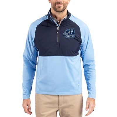 Men's Cutter & Buck  Powder Blue Old Dominion Monarchs Adapt Eco Knit Hybrid Recycled Quarter-Zip Jacket