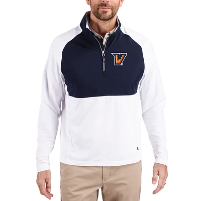 Men's Cutter & Buck  White Texas-Rio Grande Valley Vaqueros Adapt Eco Knit Hybrid Recycled Quarter-Zip Jacket