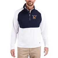 Men's Cutter & Buck  White Texas-Rio Grande Valley Vaqueros Adapt Eco Knit Hybrid Recycled Quarter-Zip Jacket