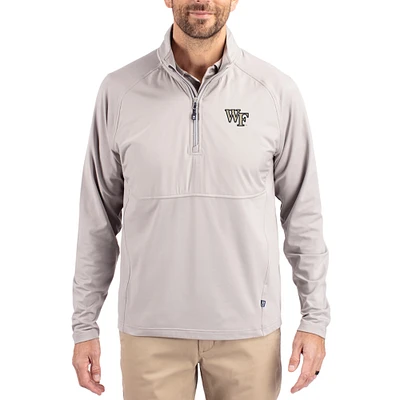 Men's Cutter & Buck  Gray Wake Forest Demon Deacons Adapt Eco Knit Hybrid Recycled Quarter-Zip Jacket
