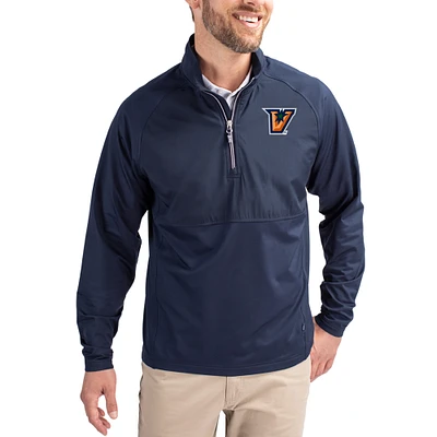 Men's Cutter & Buck  Navy Texas-Rio Grande Valley Vaqueros Adapt Eco Knit Hybrid Recycled Quarter-Zip Jacket