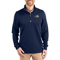 Men's Cutter & Buck  Navy Montana State Bobcats DryTec Traverse Stretch Eco Tri-Blend Quarter-Zip Pullover
