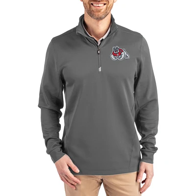 Men's Cutter & Buck Fresno State Bulldogs DryTec Traverse Stretch Eco Tri-Blend Quarter-Zip Pullover