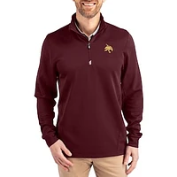 Men's Cutter & Buck  Maroon Texas State Bobcats DryTec Traverse Stretch Eco Tri-Blend Quarter-Zip Pullover