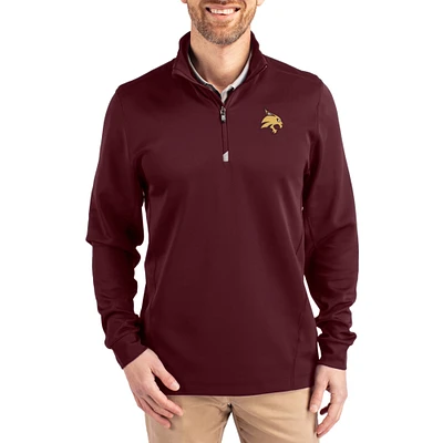 Men's Cutter & Buck  Maroon Texas State Bobcats DryTec Traverse Stretch Eco Tri-Blend Quarter-Zip Pullover