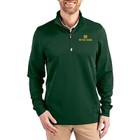 Men's Cutter & Buck  Hunter Green Notre Dame Fighting Irish DryTec Traverse Stretch Eco Tri-Blend Quarter-Zip Pullover