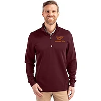 Men's Cutter & Buck  Maroon Virginia Tech Hokies DryTec Traverse Stretch Eco Tri-Blend Quarter-Zip Pullover