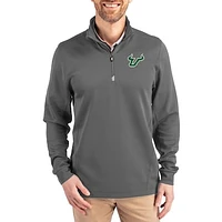 Men's Cutter & Buck  Gray South Florida Bulls DryTec Traverse Stretch Eco Tri-Blend Quarter-Zip Pullover