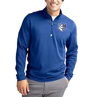 Men's Cutter & Buck  Blue Saint Louis Billikens DryTec Traverse Stretch Eco Tri-Blend Quarter-Zip Pullover
