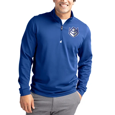 Men's Cutter & Buck  Blue Saint Louis Billikens DryTec Traverse Stretch Eco Tri-Blend Quarter-Zip Pullover