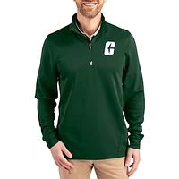 Men's Cutter & Buck  Hunter Green Charlotte 49ers DryTec Traverse Stretch Eco Tri-Blend Quarter-Zip Pullover