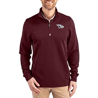 Men's Cutter & Buck  Maroon North Carolina Central Eagles DryTec Traverse Stretch Eco Tri-Blend Quarter-Zip Pullover